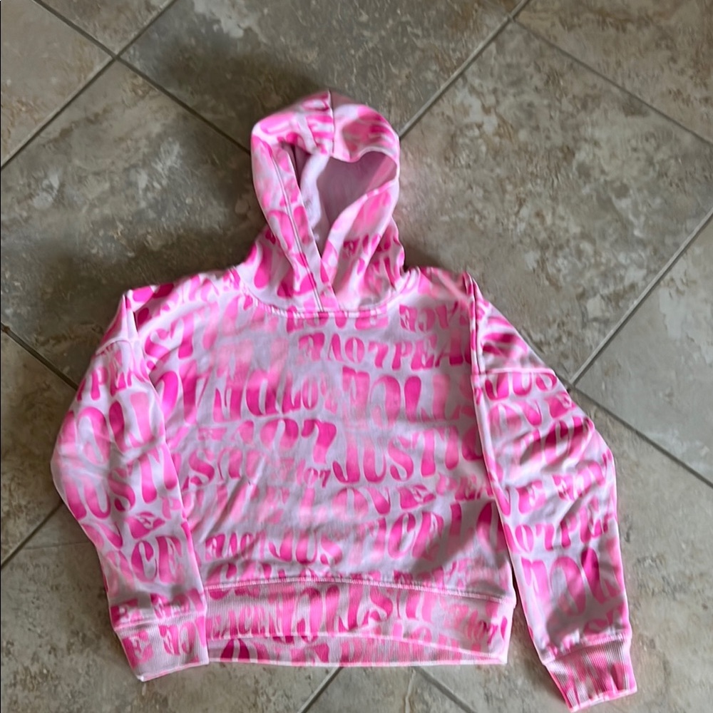 Justice Pink and White Tie-Dye Hoodie